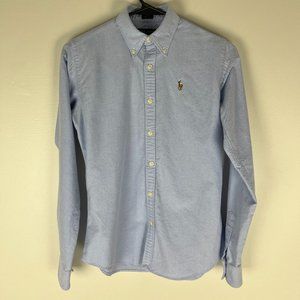 POLO RALPH LAUREN Women Size 0 Slim Fit Light Blue Long Sleeve